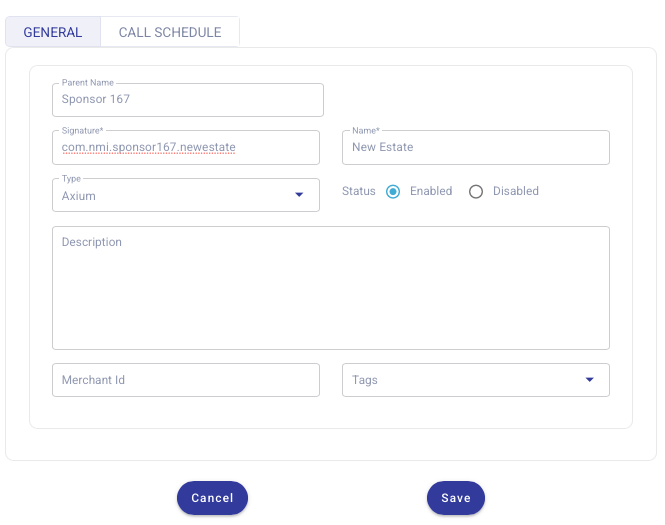 Add Estate form