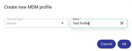Create new MDM profile dialog