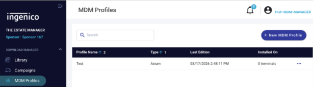 MDM Profiles list screen