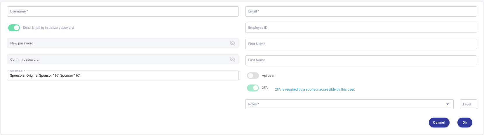 Add user dialog